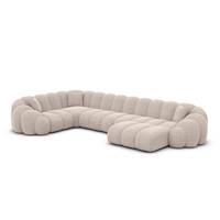 Dolban canapé panoramique angle droit tissu texturé beige
