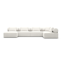 Anicipri canapé panoramique angle gauche en tissu texturé blanc