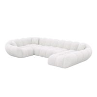 Sigono canapé d'angle droit en tissu bouclé blanc