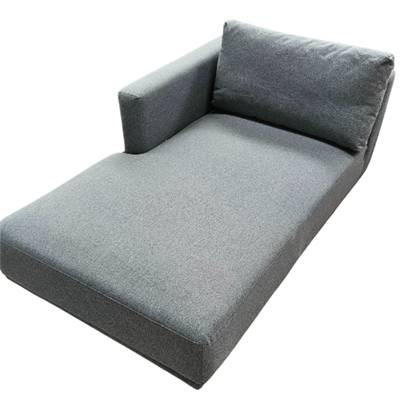 Méridienne angle gauche en tissu polyester bleu/gris