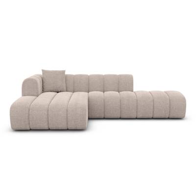 Mazu canapé d'angle gauche en tissu texturé beige