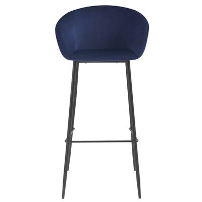 Usuals chaise de bar en velours bleu H75