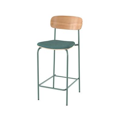 Helda chaise ilot central en tissu bleu canard H65