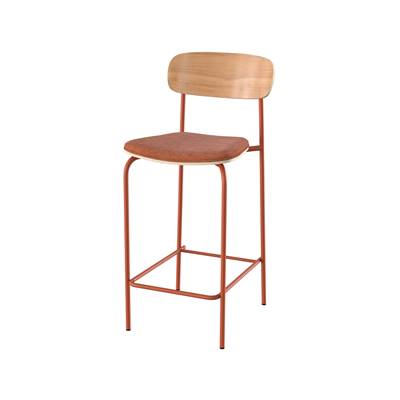 Helda chaise de bar métal et tissu terracotta