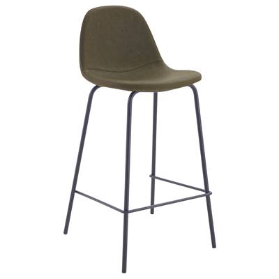 Vladi chaise de bar vintage en cuir synthétique vert kaki H65