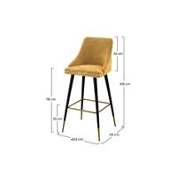 Kaoli chaise de bar en velours jaune curry et pieds en métal H78