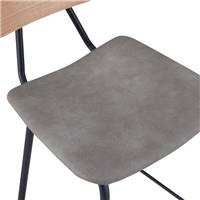 Neo chaise de bar en cuir synthétique gris et dossier plaqué bois H65