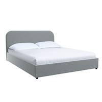 Flayat lit double avec coffre en tissu gris 160x200