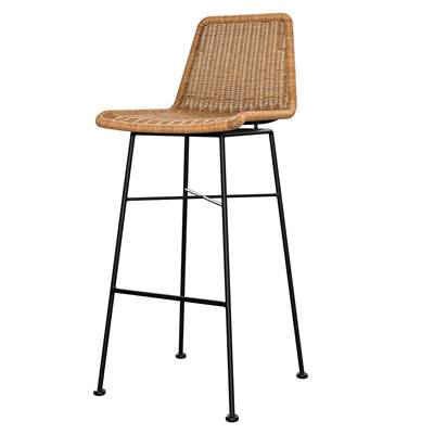 Cassita chaise de bar en résine tressée marron H76