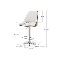 Lyssa chaise de bar réglable et pivotante en PU blanc et bois foncé