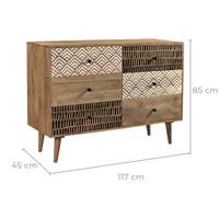 Linium commode ethnique en bois 6 tiroirs à motifs