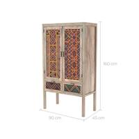 Mila armoire 2 portes et 2 tiroirs en cannage coloré et bois de manguier