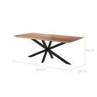 Madison table en bois de suar et pieds croisés métal 8 personnes