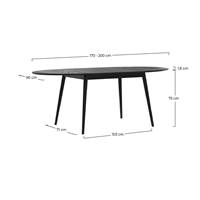 Epura table à manger en bois noir ovale 6-8 personnes 170x200cm