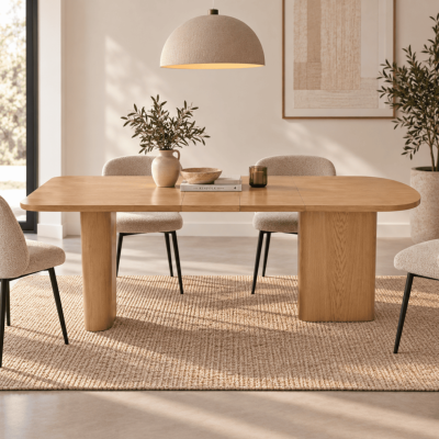Alegro table à manger extensible organique en bois blond 4-8pers