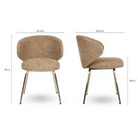 Grolette chaise en tweed jaune sable et pieds laitonnés