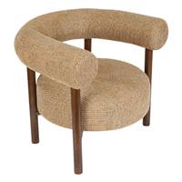 Alma fauteuil en tissu tweed jaune miami et bois de frêne