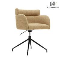 Baita chaise de bureau rotative en tissu tweedé jaune miami et métal noir