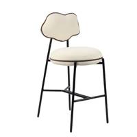 Amago tabouret de bar en tissu texturé blanc H71cm