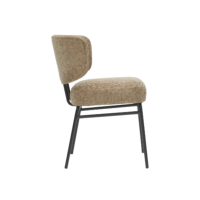 Lisea chaise en tissu tweed taupe et métal noir