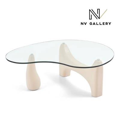 Cara table basse en verre et bois beige