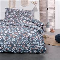 Sunshine parure de lit 220x240 coton imprimé fleurs bleues et roses 12.2