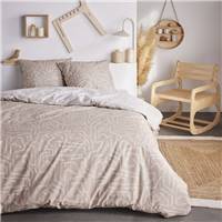Sunshine parure de lit 220x240 coton imprimé trait beige/blanc 15.7