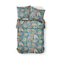 Sunshine parure de lit 220x240 bleu coton imprimé fleuri multicolore 0.16