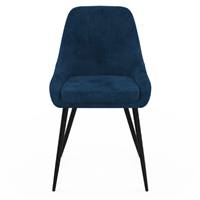 Mady chaise en velours bleu demi-accoudoirs