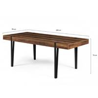 Edena table à manger pieds épingles en bois effet vieilli et noir