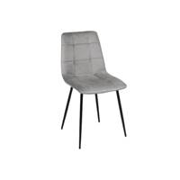 Milla chaise en velours gris clair effet matelassé