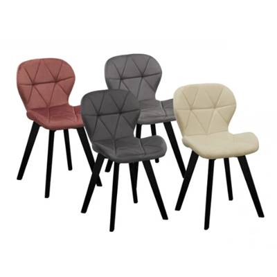 Elovare lot de 4 chaises velours matelassé gris clair et foncé, rose, beige
