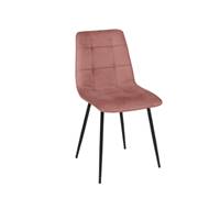 Milla lot de 4 chaises en velours effet matelassé gris, rose, crème
