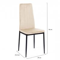 Beata chaise en velours crème dossier haut
