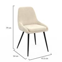 Elena chaise en velours crème et métal noir