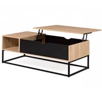 Misou table basse relevable avec rangement bois et noir