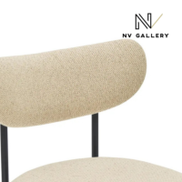 Lama chaise en tissu beige sable et métal noir