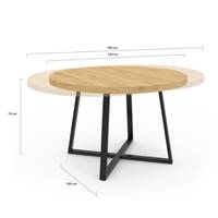 Fireli table à manger ronde extensible 120-160 bois et noir