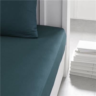 Essential drap housse 180x200 30cm bleu paon