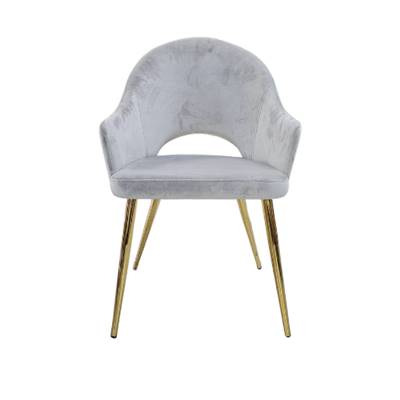 Opera chaise en velours gris souris pieds dorés