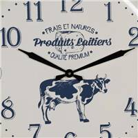 Cow horloge en métal blanc et vache bleue Ø62cm