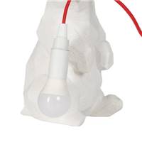 Teddy lampe de table en polyurésine ours blanc câble rouge H25cm