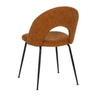 Rave chaise dossier arrondi en tissu orange marron pieds métal