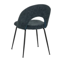 Rave chaise dossier arrondi en tissu bleu foncé pieds métal