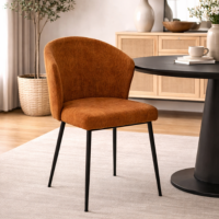 Bardo chaise dossier incurvé en tissu orange marron