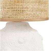 Lampe de table en céramique blanc effet bulle abat-jour cannage