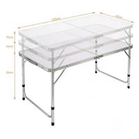 Table de camping et 4 tabourets pliables gris