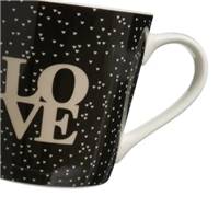 Love lot de 4 tasses/mugs en céramique beige et noir