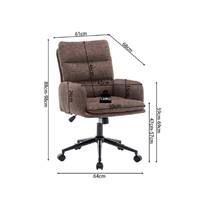 Aimé chaise de bureau en tissu brun rembourré réglable à roulettes