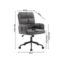 Aimé chaise de bureau en tissu gris foncé rembourré réglable à roulettes